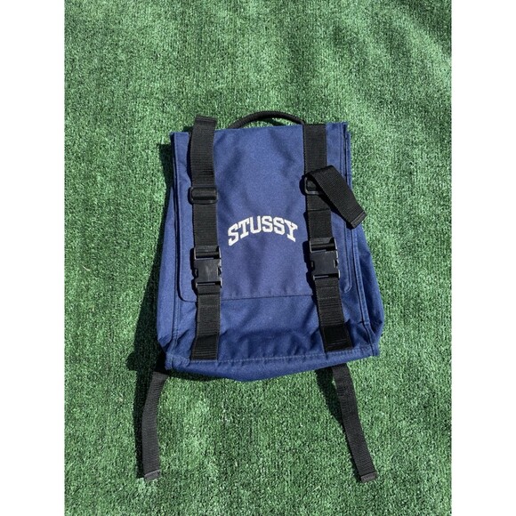 Vintage Stussy Black Backpack Bookbag buckle closure Very Rare - Picture 1 of 8